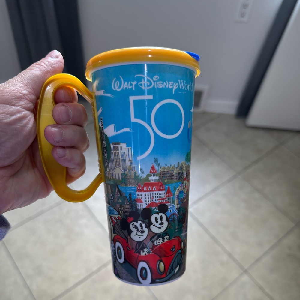 Disney Parks WDW 50th Anniversary Resort Refillable Mug Gold Lid Mickey Minnie